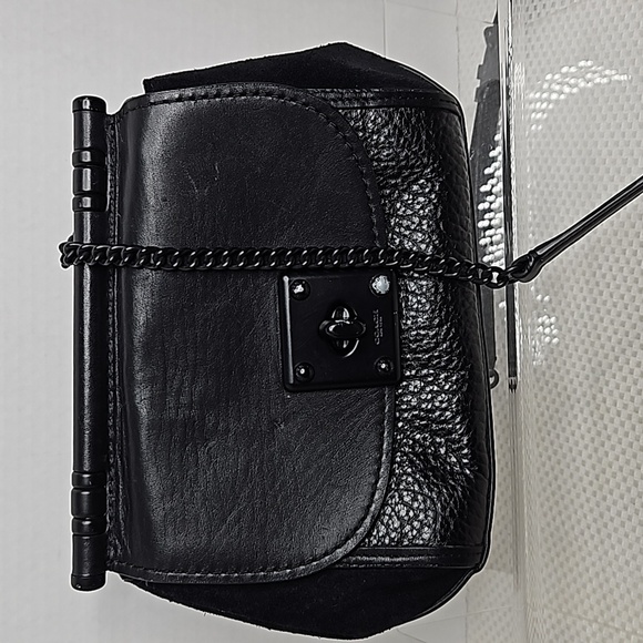 Coach Handbags - COACH BLACK LEATHER AND SUEDE DRIFTER CROSSBODY IN MATTE BLACK